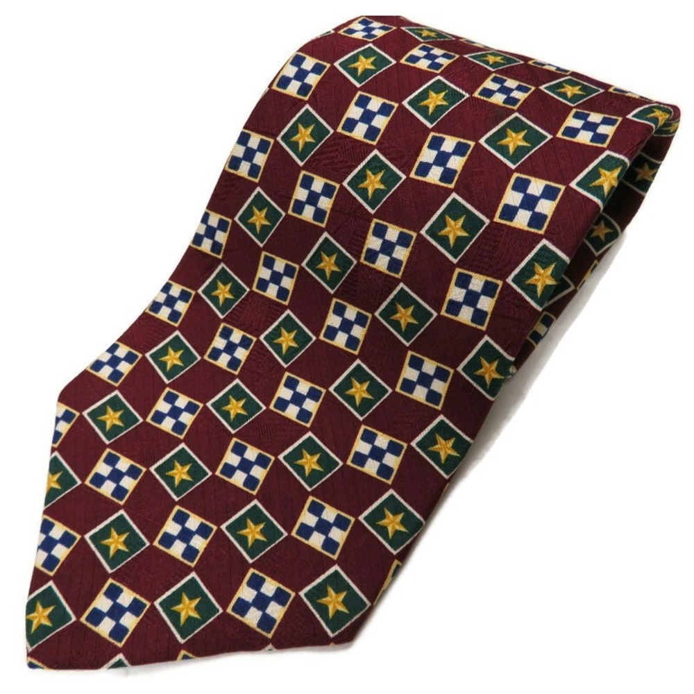 Tommy Hilfiger‎ Italian Silk Tie Red Green 4" x 57" Made in USA Necktie Business